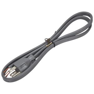 Garbage Disposal Power Cord with 3' power cord, rated 13-amp, 120-volt, 3-wire, and straight angle 3-prong plug - Grey