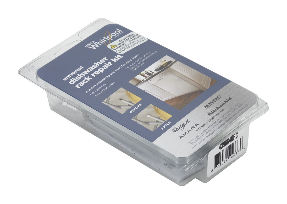 Dishwasher Rack Repair Kit with Grey Tine Tips and Vinyl Touch-up Paint - Repairs Two Racks and Cover Scratches