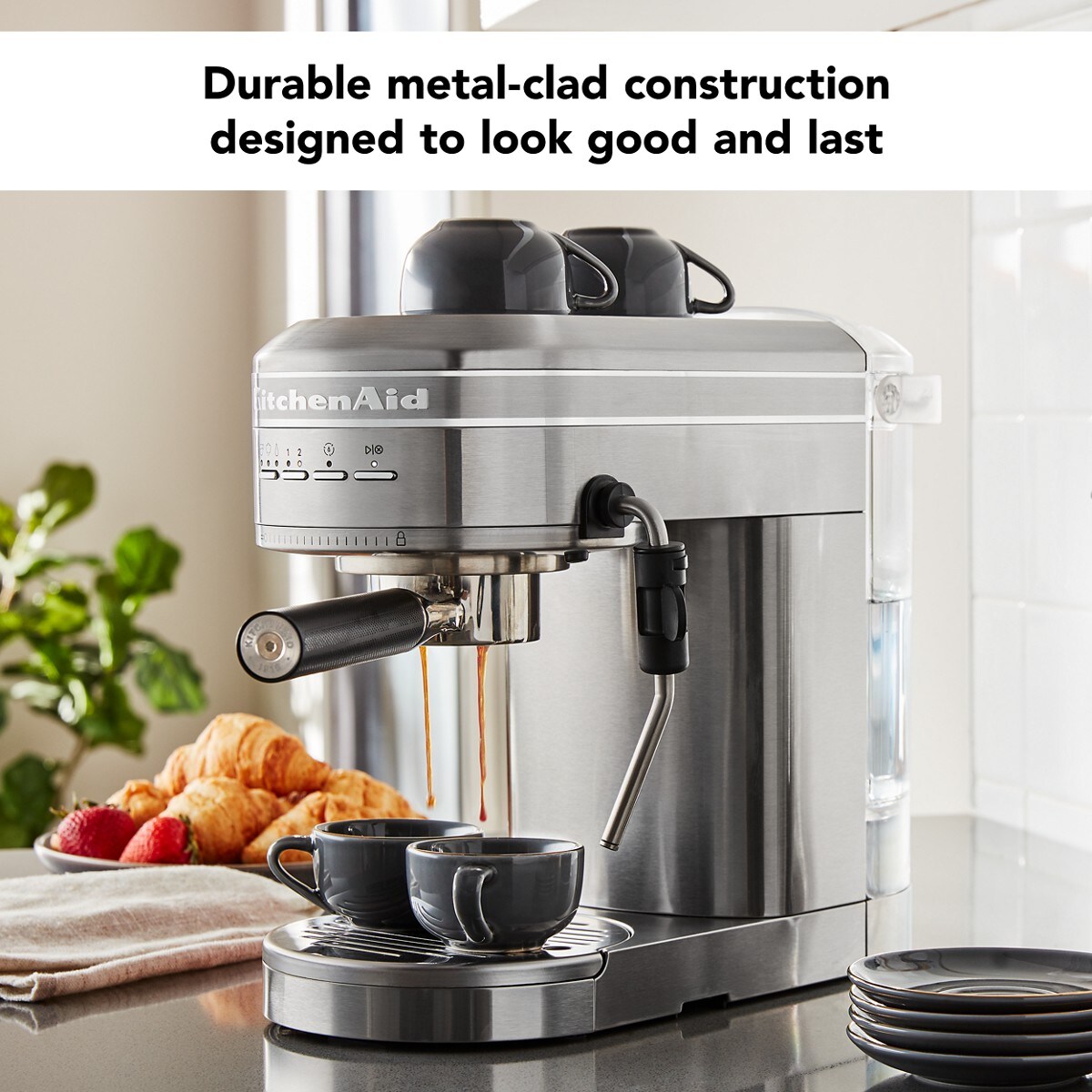 Metal Semi-Automatic Espresso Machine - Brushed Stainless Steel - Image 3