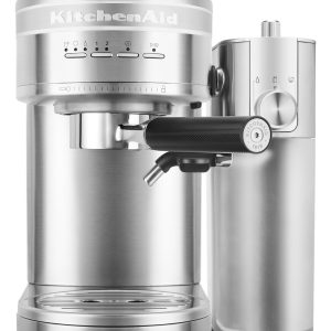 Metal Semi-Automatic Espresso Machine with Free Automatic Milk Frother Attachment Bundle - Brushed Stainless Steel