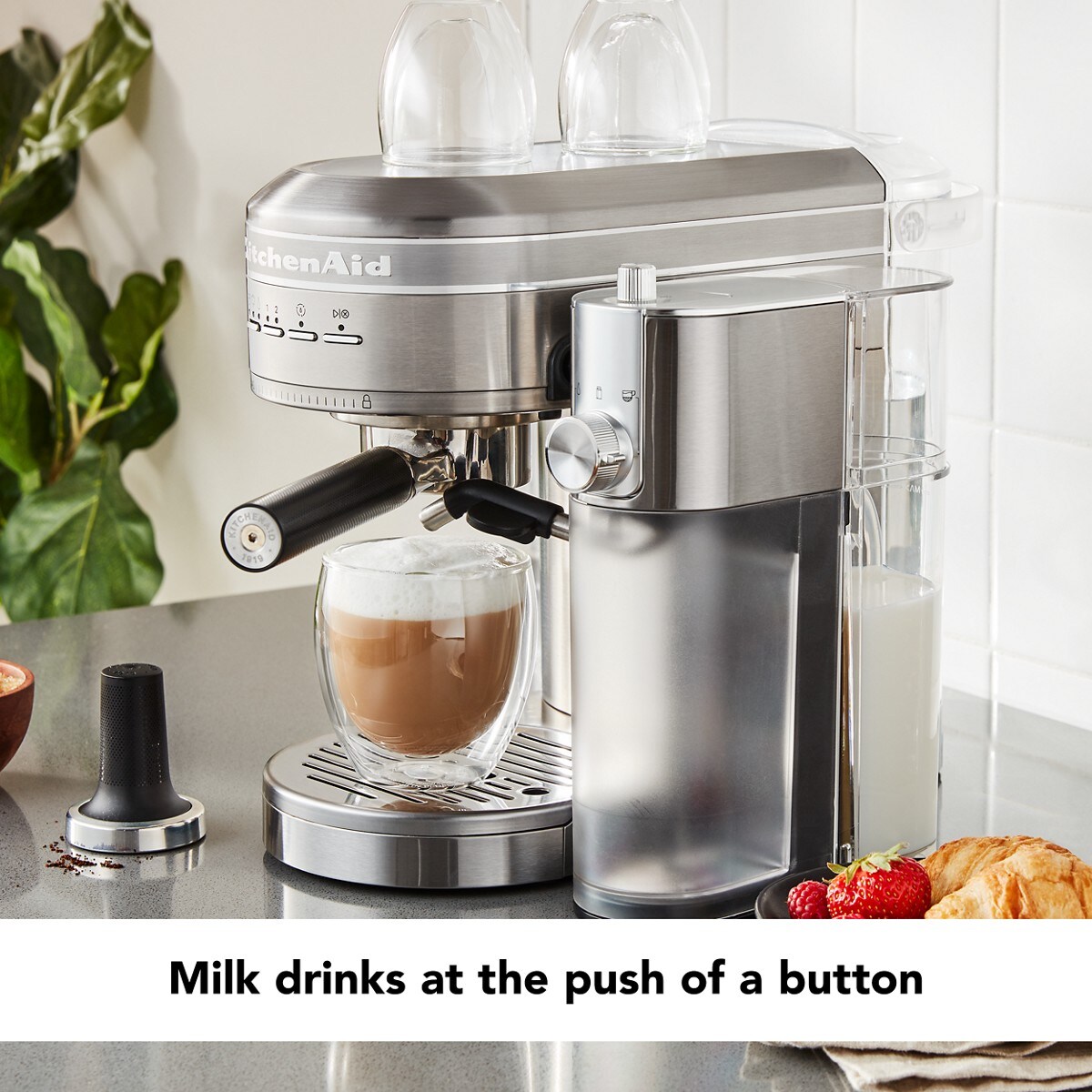 Metal Semi-Automatic Espresso Machine with Free Automatic Milk Frother Attachment Bundle - Brushed Stainless Steel - Image 3