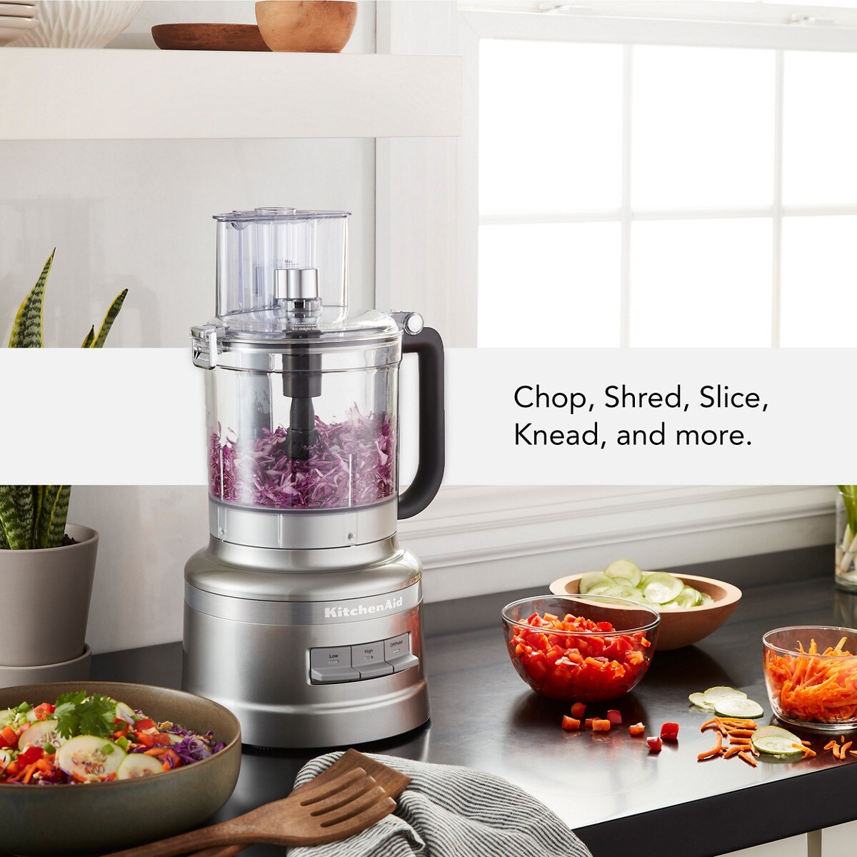 13-Cup Food Processor with French Fry Disc and Dicing Kit - Contour Silver - Image 2