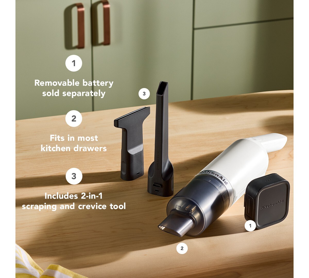 KitchenAid Go® Cordless Kitchen Vacuum - battery sold separately - Porcelain White - Image 2