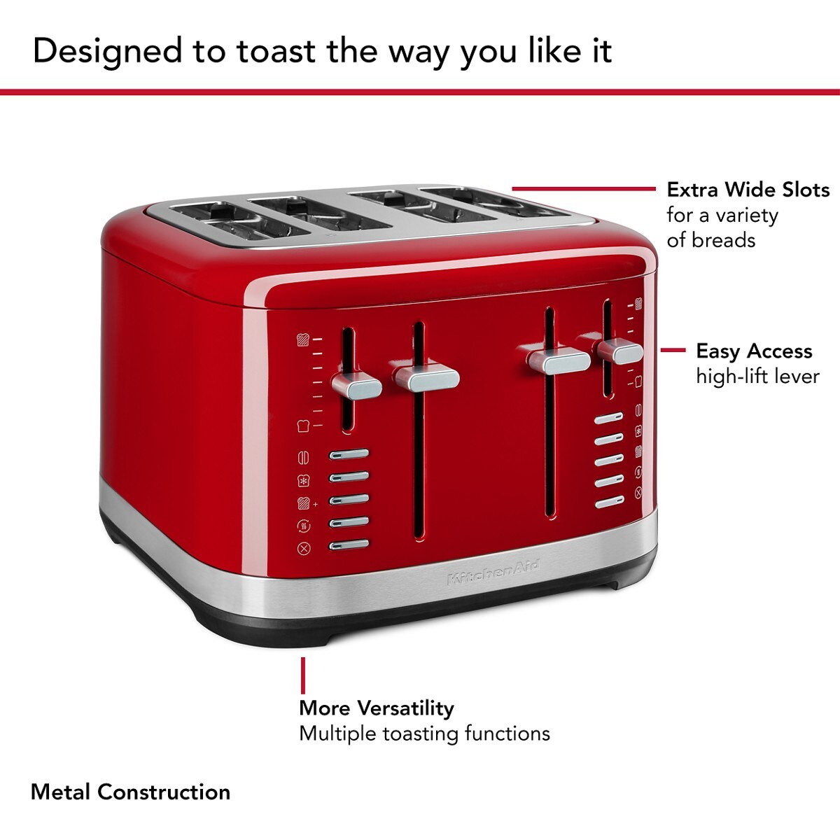 4 Slice Toaster - Empire Red - Image 4
