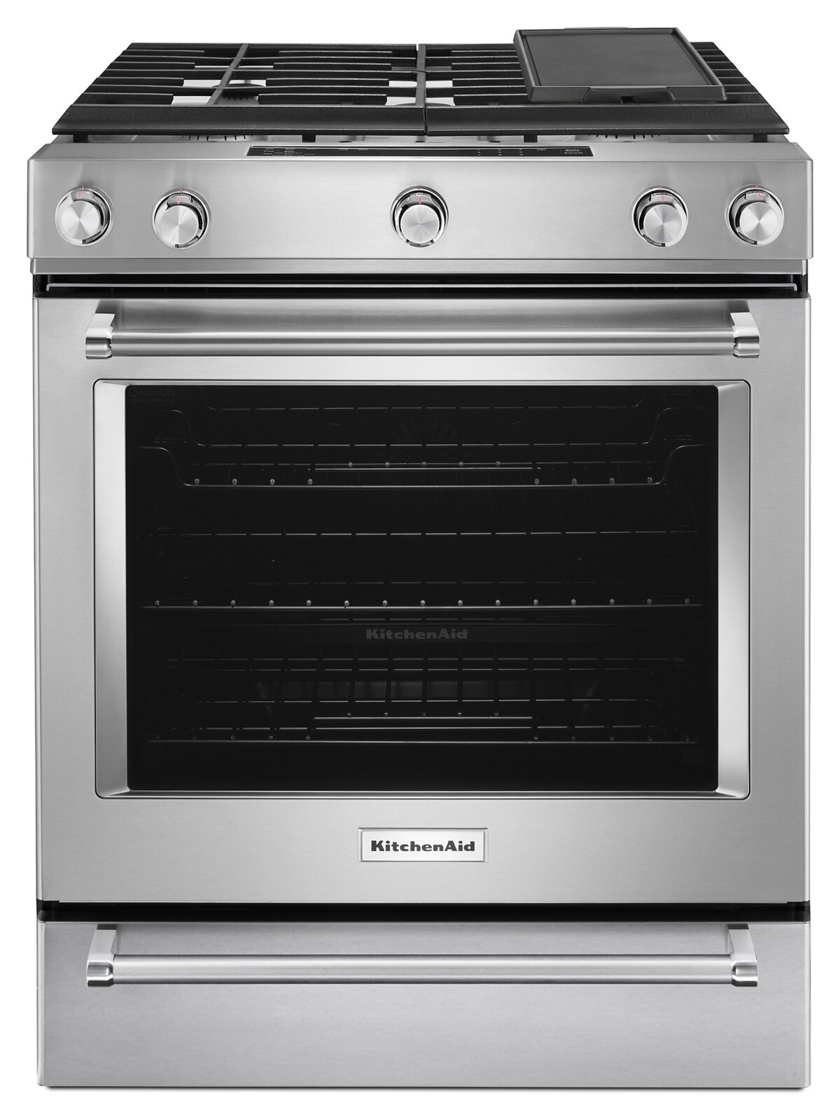 30-Inch 5 Burner Gas Convection Slide-In Range with Baking Drawer - Stainless Steel