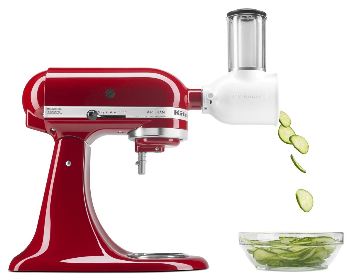 Value Bundle Artisan® Series 5 Quart Tilt-Head Stand Mixer with Fresh Prep Slicer/Shredder Attachment - Empire Red