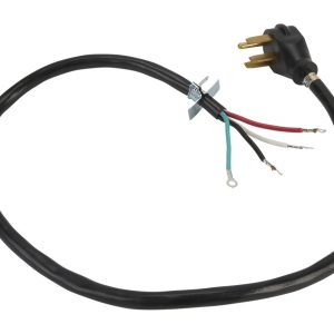 4' Electric Range Power Cord 4 Wire 40 Amp Right Angle Plug - Black