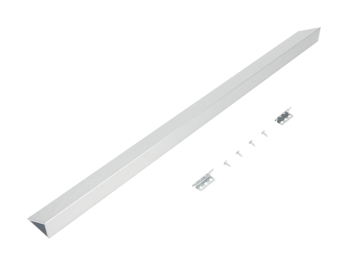 Slide-in Range Rear Filler Kit, Stainless Steel, with (1) triangular fill strip, (2) mounting brackets, and two screws