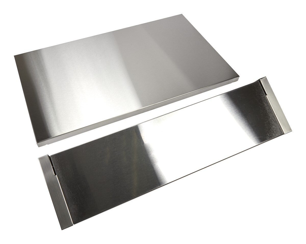 Stainless Steel Backsplash with Dual Position Shelf, measures 36" W x 22" H - for 36" Range or Cooktop