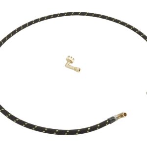 Dishwasher Water Line Installation Kit with 6' hose, 3/8" x 3/8" NPT male compression elbow, 3/4" x 3/8" brass gooseneck - Black