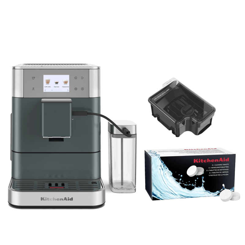 Coffee Set: Fully Auto Espresso KF7 + Cleaning Tablets + 9.5 Oz. Removable Bean Hopper - Juniper