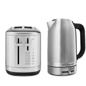 Breakfast Set: Toaster 2 slice + Electric Kettle - Brushed Stainless Steel